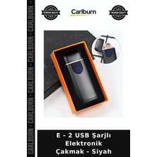 Carlburn Özel Üretim E - 2 USB Şarjlı Elektronik Çakmak - Siyah