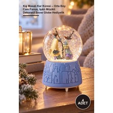 Yenilig 4 Adet Kış Masalı Kar Küresi – Orta Boy Cam Fanus, Işıklı Müzikli Dekoratif Snow Globe Hediyelik