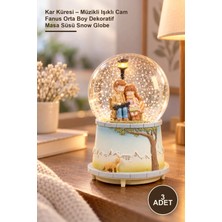 Yenilig 3 Adet Kar Küresi – Müzikli Işıklı Cam Fanus Orta Boy Dekoratif Masa Süsü Snow Globe