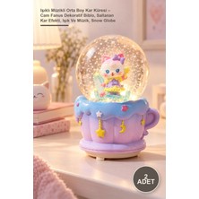 Yenilig 2 Adet Işıklı Müzikli Orta Boy Kar Küresi – Cam Fanus Dekoratif Biblo, Sallanan Kar Efekti, Işık ve Müzik, Snow Globe