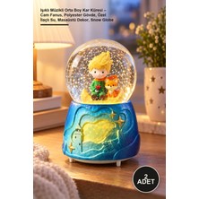 Yenilig 2 Adet Işıklı Müzikli Orta Boy Kar Küresi – Cam Fanus, Polyester Gövde, Özel Ilaçlı Su, Masaüstü Dekor, Snow Globe