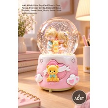 Yenilig 5 Adet Işıklı Müzikli Orta Boy Kar Küresi – Cam Fanus, Polyester Gövde, Dekoratif Masa Biblosu, Snow Globe, Music Snow Globe