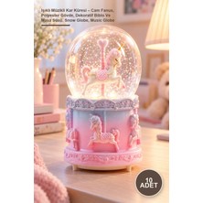 Yenilig 10 Adet Işıklı Müzikli Kar Küresi – Cam Fanus, Polyester Gövde, Dekoratif Biblo ve Masa Süsü, Snow Globe, Music Globe