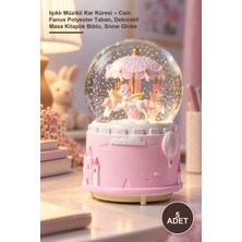 Yenilig 5 Adet Işıklı Müzikli Kar Küresi – Cam Fanus Polyester Taban, Dekoratif Masa Kitaplık Biblo, Snow Globe