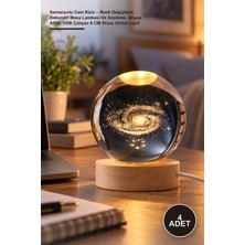 Yenilig 4 Adet Samanyolu Cam Küre – Renk Değiştiren Dekoratif Masa Lambası ve Süsleme, Ahşap Altlık, USB Çalışan 6 cm Glass Globe Light