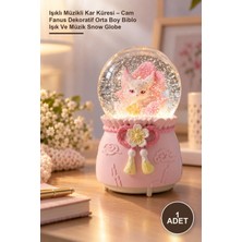 Yenilig 1 Adet Işıklı Müzikli Kar Küresi – Cam Fanus Dekoratif Orta Boy Biblo Işık ve Müzik Snow Globe