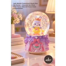 Yenilig 2 Adet Işıklı Müzikli Püskürtmeli Büyük Boy Kar Küresi – Otomatik Kar Efekti, Cam Fanus, Dekoratif Snow Globe