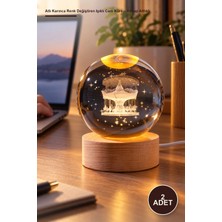 Yenilig 2 Adet Atlı Karınca Renk Değiştiren Işıklı Cam Küre – Ahşap Altlıklı 6 cm Masa Raf Vitrin Ofis USB Aydınlatma 7 Renk Color-Changing Glass Globe