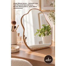Yenilig 2 Adet Ahşap Makyaj Aynası – Asimetrik Love Yazılı Masaüstü Dekoratif Ayna, Wooden Makeup Mirror, Vanity Mirror