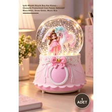 Yenilig 1 Adet Işıklı Müzikli Büyük Boy Kar Küresi – Otomatik Püskürtmeli Cam Fanus, Dekoratif Masa Biblo, Snow Globe, Music Box