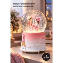 Yenilig 2 Adet Kar Küresi – Işıklı Müzikli Otomatik Püskürtmeli Büyük Boy Cam Fanus, Dekoratif Snow Globe Music Box