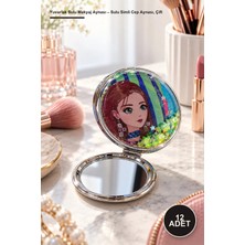 Yenilig 12 Adet Yuvarlak Sulu Makyaj Aynası – Sulu Simli Cep Aynası, Çift Taraflı Yakınlaştırıcı ve Normal, Kompakt Taşınabilir Compact Mirror Pocket Mirror