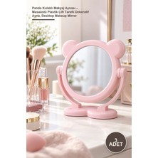 Yenilig 3 Adet Panda Kulaklı Makyaj Aynası – Masaüstü Plastik Çift Taraflı Dekoratif Ayna, Desktop Makeup Mirror
