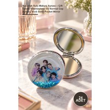 Yenilig 24 Adet Yuvarlak Sulu Makyaj Aynası – Çift Taraflı Yakınlaştırıcı ve Normal Cep Aynası, Sıvılı Simli Pocket Mirror