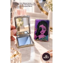 Yenilig 36 Adet Dikdörtgen Sulu Makyaj Aynası – Cep Aynası Çift Taraflı Yakınlaştırmalı Sulu Simli Taşınabilir Compact Mirror
