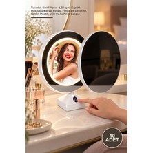 Yenilig 10 Adet Yuvarlak Sihirli Ayna – LED Işıklı Kapaklı Masaüstü Makyaj Aynası, Fotoğraflı Dekoratif, Kaliteli Plastik, USB ve Aa Pil Ile Çalışan
