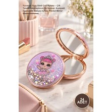 Yenilig 24 Adet Yuvarlak Sulu Simli Cep Aynası – Çift Taraflı Yakınlaştırıcılı ve Normal, Kompakt Taşınabilir Makyaj Aynası Pocket Mirror