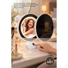 Yenilig 3 Adet Yuvarlak Sihirli Ayna – LED Işıklı Kapaklı Masaüstü Makyaj Aynası, Fotoğraflı Dekoratif, Kaliteli Plastik, USB ve Aa Pil Ile Çalışan