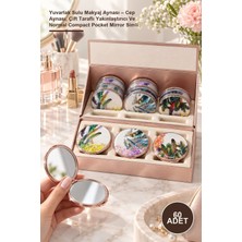 Yenilig 60 Adet Yuvarlak Sulu Makyaj Aynası – Cep Aynası, Çift Taraflı Yakınlaştırıcı ve Normal Compact Pocket Mirror Simli