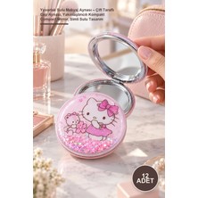 Yenilig 12 Adet Yuvarlak Sulu Makyaj Aynası – Çift Taraflı Cep Aynası, Yakınlaştırıcılı Kompakt Compact Mirror, Simli Sulu Tasarım
