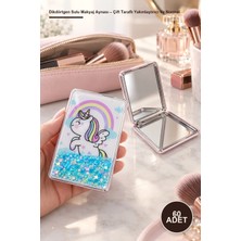 Yenilig 60 Adet Dikdörtgen Sulu Makyaj Aynası – Çift Taraflı Yakınlaştırıcı ve Normal, Sulu Simli Tasarım, Taşınabilir Cep Aynası, Makeup Compact Mirror