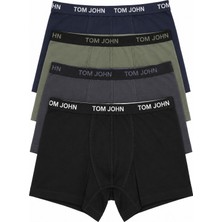 Tom John Erkek Boxer 4 Lü Paket Likralı Modal - Pamuk Mıx