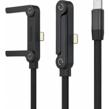 Str Store Armor Series HP-ALC01 27W Hızlı Şarj Kablosu - 1.5m Entegre Telefon Standlı ve 90° Açılı Lightning Şarj/veri Kablosu Dayanıklı Örgülü Yapı