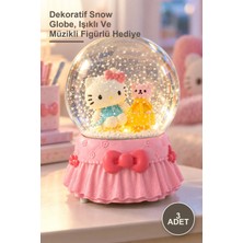 Yenilig 3 Adet Hello Kitty Orta Boy Işıklı Müzikli Kar Küresi – Dekoratif Snow Globe, Işıklı ve Müzikli Figürlü Hediye