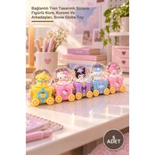 Yenilig 5 Adet Kar Küresi – Bağlantılı Tren Tasarımlı Sürpriz Figürlü Küre, Kuromi ve Arkadaşları, Snow Globe Toy