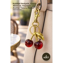 Yenilig 2 Adet Kiraz Charm Anahtarlık – Konsept Hediyelik, Charm Aksesuar, Keychain, Anahtar Tutucu, Hediye