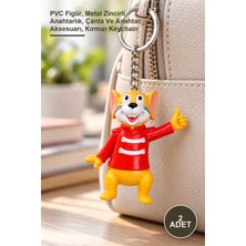Yenilig 2 Adet Sevimli Fare Figürlü Anahtarlık – Pvc Figür, Metal Zincirli Anahtarlık, Çanta ve Anahtar Aksesuarı, Kırmızı Keychain