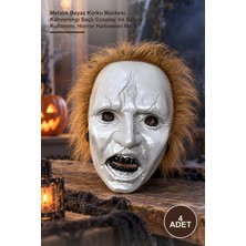 Yenilig 4 Adet Michael Myers Plastik Maskesi – Metalik Beyaz Korku Maskesi, Kahverengi Saçlı Cosplay ve Sahne Kullanımı, Horror Halloween Mask