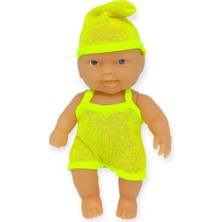 20 cm Sevimli Et Bebek - Çıkarılabilir Neon Kıyafetli Gerçekçi Oyuncak Bebek   - Sarı (Lisinya)