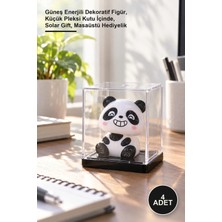 Yenilig 4 Adet Pleksi Kutuda Panda – Güneş Enerjili Dekoratif Figür, Küçük Pleksi Kutu Içinde, Solar Gift, Masaüstü Hediyelik