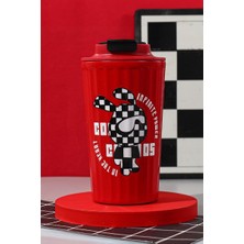 Str Store 316 L Çelik Kırmızı Tavşan Figür 400 ml Kahve El Termos Mug CIN483KR