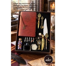 Yenilig 1 Adet Pusula Desenli Deri Defter Kalem Set – Defter Notebook, Kalem Pen, Seyahat Günlüğü, Hediyelik
