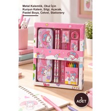 Yenilig 3 Adet Sevimli Karakter Kırtasiye Seti – Metal Kalemlik, Okul Için Kurşun Kalem, Silgi, Açacak, Pastel Boya, Cetvel, Stationery