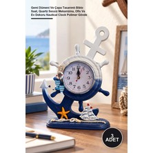 Yenilig 3 Adet Dekoratif Denizci Masa Saati – Gemi Dümeni ve Çapa Tasarımlı Biblo Saat, Quartz Sessiz Mekanizma, Ofis ve Ev Dekoru Nautical Clock Polimer Gövde