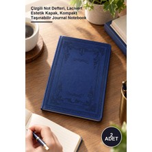 Yenilig 2 Adet Klasik Desenli Çizgili Defter – Çizgili Not Defteri, Lacivert Estetik Kapak, Kompakt Taşınabilir Journal Notebook