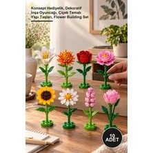 Yenilig 10 Adet Çiçek Blok Seti – Konsept Hediyelik, Dekoratif Inşa Oyuncağı, Çiçek Temalı Yapı Taşları, Flower Building Set