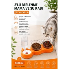 Str Store Çift Hazneli- 3' Lü Beslenme Mama ve Su Kabı Turuncu 500 ml 36 * 21 * 16 cm