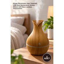 Yenilig 5 Adet Ultrasonik Aroma Nemlendirici – Ahşap Görünümlü Vazo Tasarımlı USB Hava Nemlendirici Aroma Difüzör LED Gece Lambası