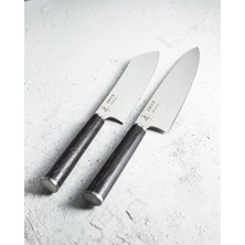 Str Store 2'li Set Gyutou ve Eğri Santoku Japon Tasarım Şef Bıçakları Ahşap Sap Paslanmaz Çelik
