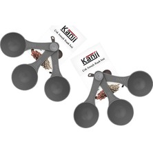Str Store 6'lı Gri Ölçü Kaşığı Seti (2 x 3’lü Takım) – 30 ml Plastik Gıda Ölçüm Kaşığı – Kahve, Mama, Baharat ve Toz Karışımlar Için Gıda Temasına Uygun Pratik Plastik Kaşık