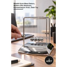Yenilig 2 Adet Newton Beşiği – Metalik Krom Masa Dekoru, Modern Ofis Aksesuarı, Konsantrasyon Aracı, Desk Toy