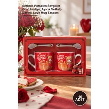 Yenilig 10 Adet Ikili Çift Kupa Seti – Seramik Porselen Sevgililer Günü Hediye, Ayıcık ve Kalp Desenli Love Mug Tasarım
