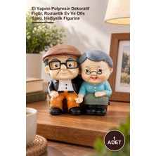 Yenilig 1 Adet Sevimli Yaşlı Çift Biblo – El Yapımı Polyresin Dekoratif Figür, Romantik Ev ve Ofis Süsü, Hediyelik Figurine