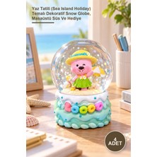Yenilig 4 Adet Midi Boy Kar Küresi – Yaz Tatili (Sea Island Holiday) Temalı Dekoratif Snow Globe, Masaüstü Süs ve Hediye