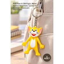 Yenilig 5 Adet Kedi Figürlü Anahtarlık – Pvc Sarı 6 cm Figür, Metal Halkalı Keychain, Çanta ve Anahtar Aksesuarı