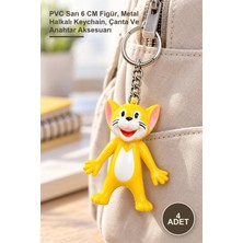 Yenilig 4 Adet Kedi Figürlü Anahtarlık – Pvc Sarı 6 cm Figür, Metal Halkalı Keychain, Çanta ve Anahtar Aksesuarı